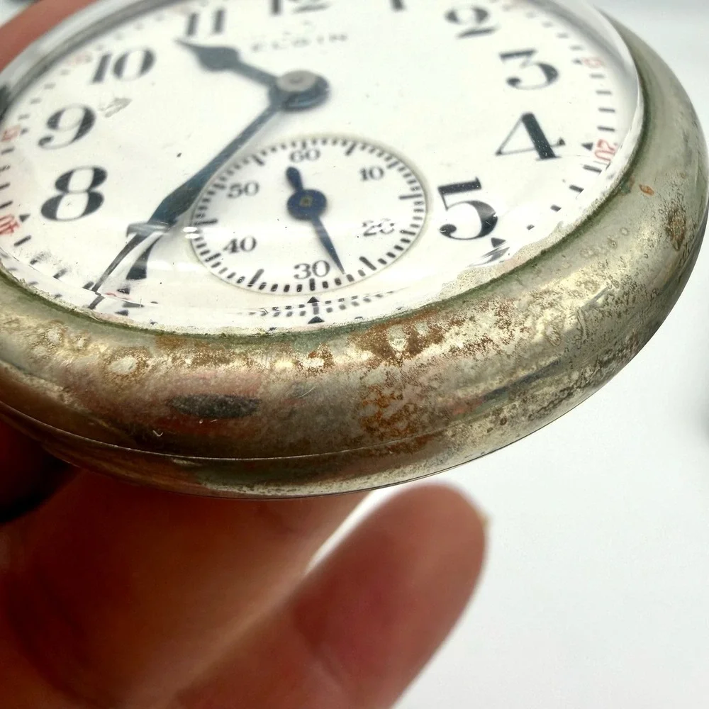 1927 Elgin Pocket Watch Size 16s Grade 480 7J Silverode Red Minute Track Running
